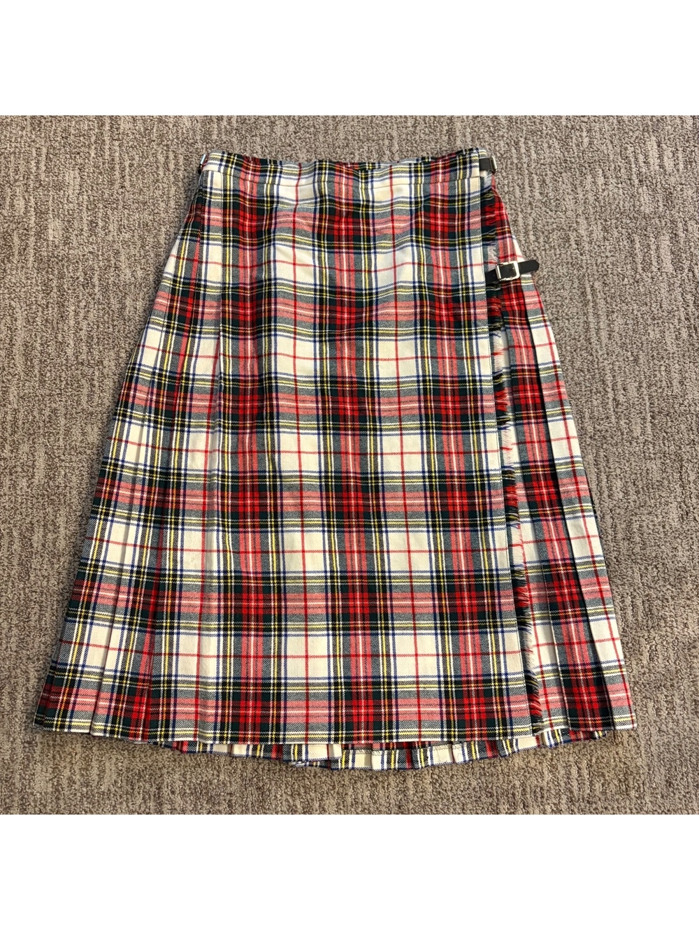Vintage women's 100% wool wrap plaid tartan skirt by Aston size Small